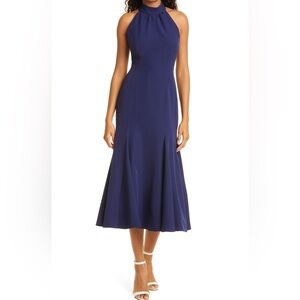 MILLY NWT Penelope Halter Backless Midi DRESS SIZE 2 $465 NAVY NORDSTROM
